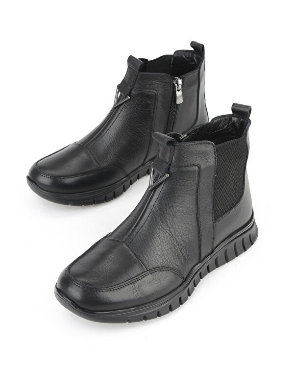 Kadın Hakiki Deri Konfor Bot 15355Z1458 Siyah - Görsel 6