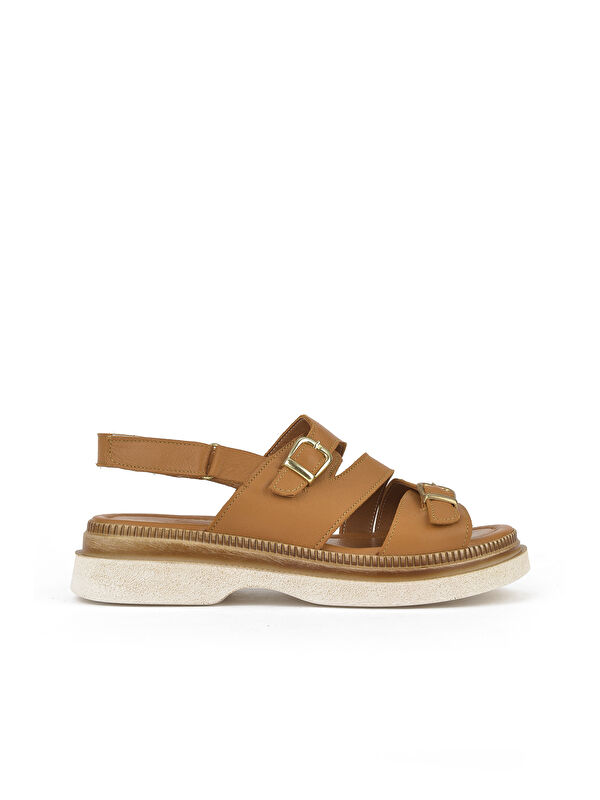 Kadın Hakiki Deri Dolgu Topuk Sandalet 1511020Z6122 Taba - Görsel 2