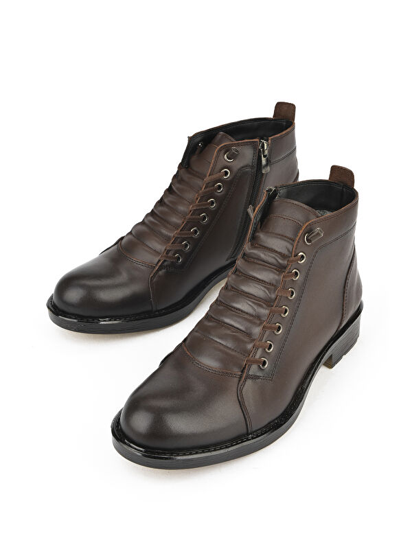 Erkek Hakiki Deri Kürklü Bot 153999Z0013 Kahve - Görsel 6