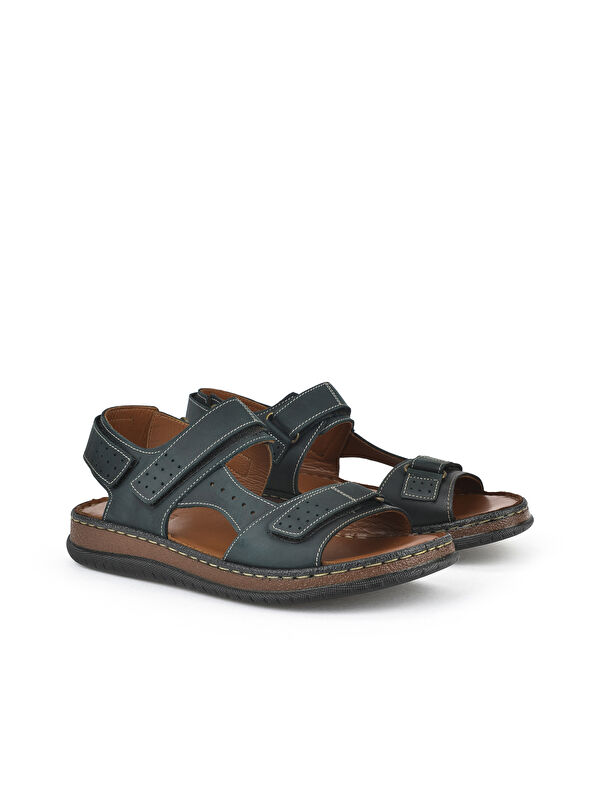 Erkek Hakiki Deri Sandalet 1511045ZS6 Yeşil - Görsel 3