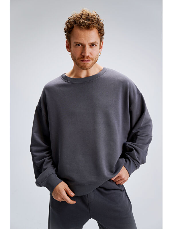 gothamVibes Erkek Timeless Oversize Antrasit Sweatshirt