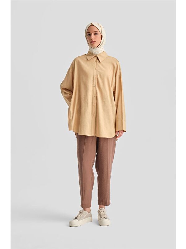 ARMİNE Düğmeli Modal Pantolon 24K2621 Acı Kahve