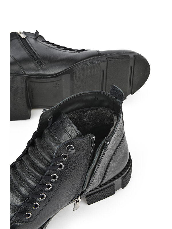 Erkek Hakiki Deri Kürklü Bot 153999Z001 Siyah - Görsel 5