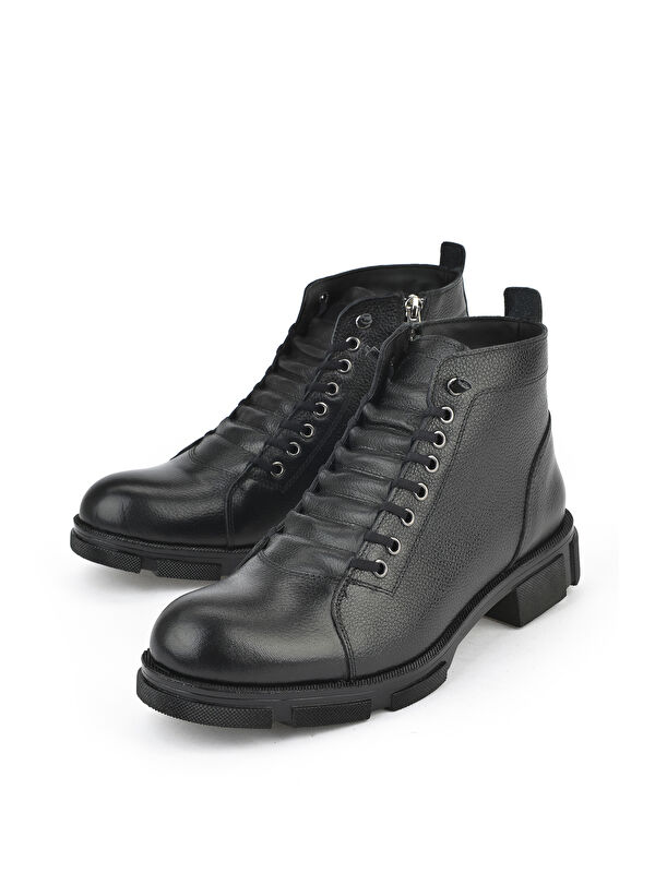 Erkek Hakiki Deri Kürklü Bot 153999Z001 Siyah - Görsel 6