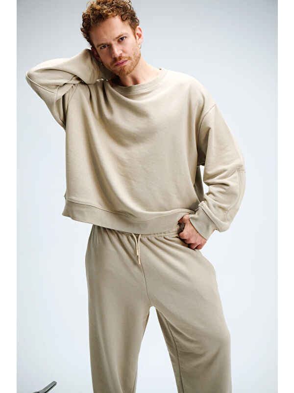gothamVibes Erkek Timeless Oversize Vizon Sweatshirt