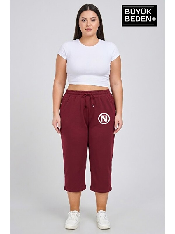 Süperlife Büyük Beden N Baskılı Kadın Şort Kapri Rahat Kalıp Cepli Bağcıklı 3XL-6XL SPR26BSRK591-19