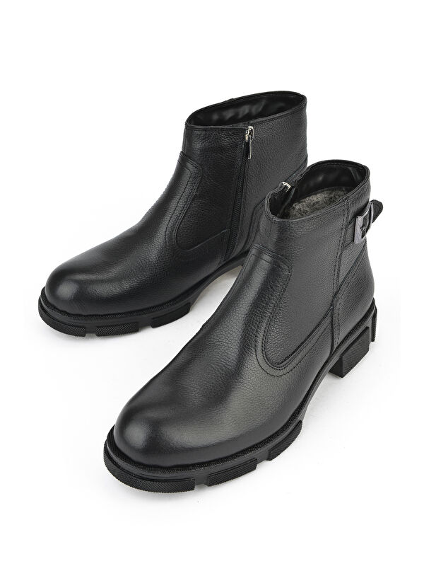Erkek Hakiki Deri Kürklü Bot 153999Z044 Siyah - Görsel 6