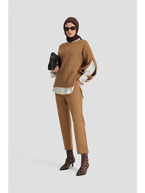 ARMİNE Asimetrik Kapamalı Pantolon 24K2707 Camel