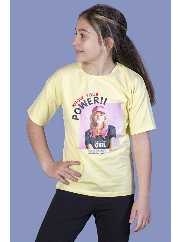 Toontoykids Kız Çocuk Power Baskılı Tişört