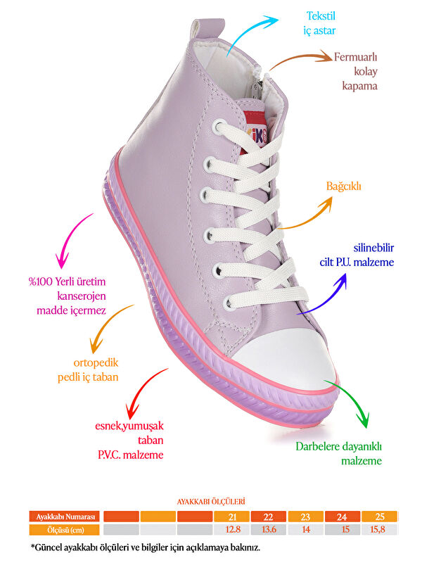 Pant Günlük Bağcıklı Fermuarlı Kız Bebek Spor Ayakkabı - Görsel 3