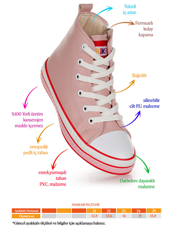 Pant Günlük Bağcıklı Fermuarlı Kız Bebek Spor Ayakkabı - Görsel 3