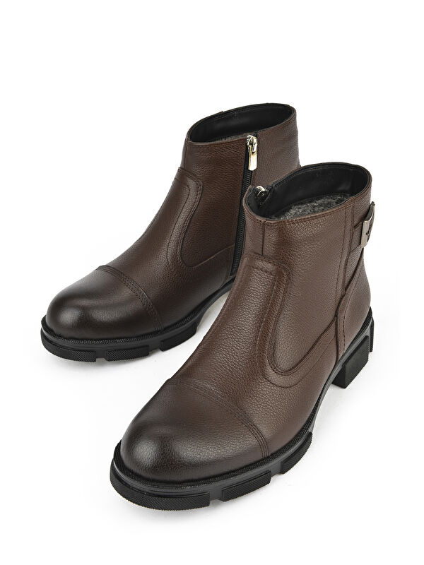 Erkek Hakiki Deri Kürklü Bot 153999Z0441 Kahve - Görsel 6