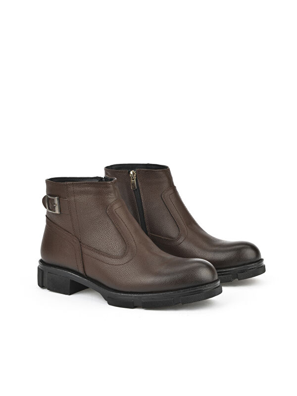 Erkek Hakiki Deri Kürklü Bot 153999Z044 Kahve - Görsel 3