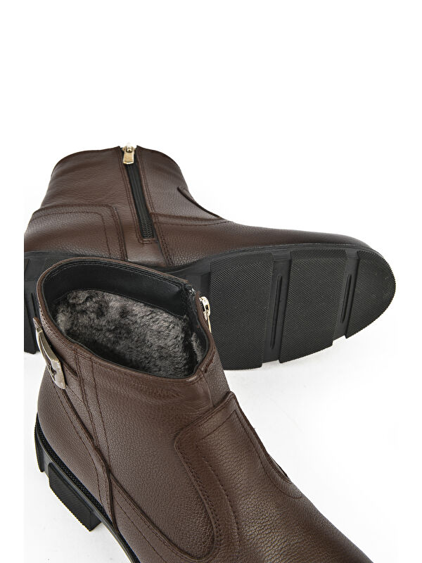 Erkek Hakiki Deri Kürklü Bot 153999Z044 Kahve - Görsel 5