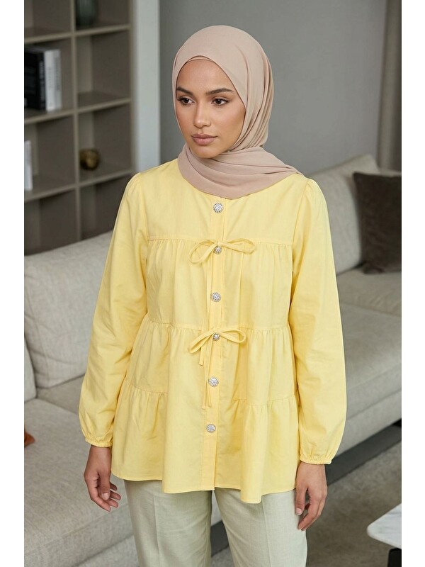 Julude Gülseli Bağcık Detaylı Tesettür Tunik
