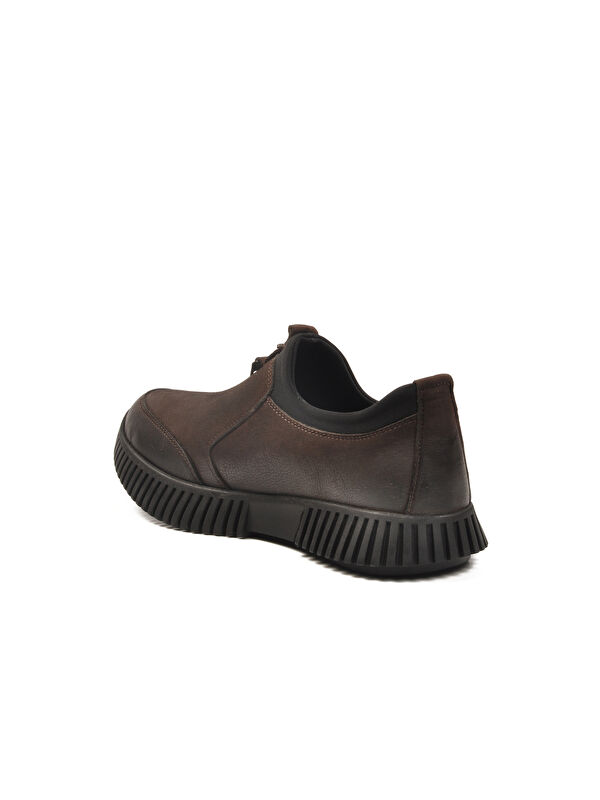 Kahve Nubuk Hakiki Deri Kaymaz Taban Kadın Casual Ayakkabı 25405007K Z - Görsel 5