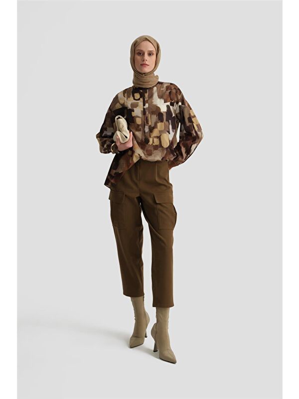 ARMİNE Beli Daraltılabilen Gabardin Pantolon 24K2705 Haki