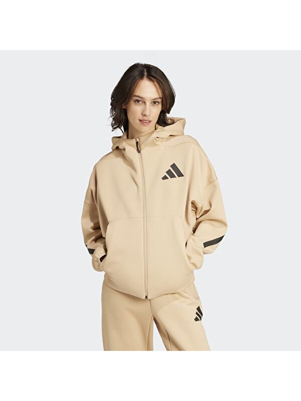 Adidas Z.N.E. Kadın Bej Kapüşonlu Ceket