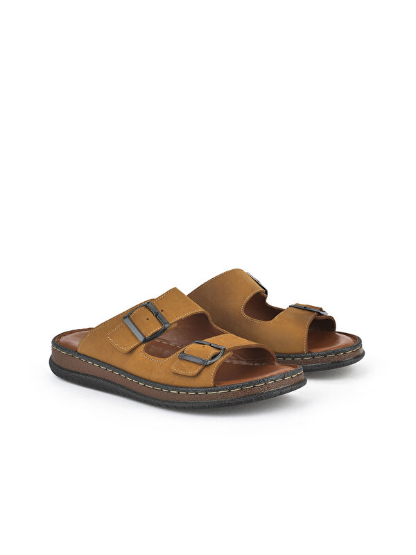 Erkek Hakiki Deri Terlik 1511045ZS1 Taba - Görsel 3