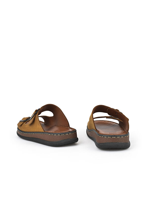 Erkek Hakiki Deri Terlik 1511045ZS1 Taba - Görsel 4