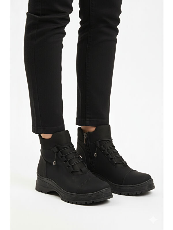 Siyah Zümrüt İçi Polarlı Soğuğa Dirençli Kaymaz Taban Kadın Bot 112 Z - Görsel 2