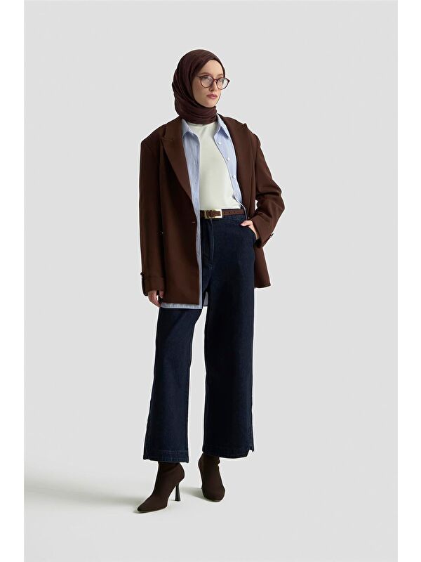 ARMİNE Paça Detaylı Denim Pantolon 25Kd1011 Lacivert