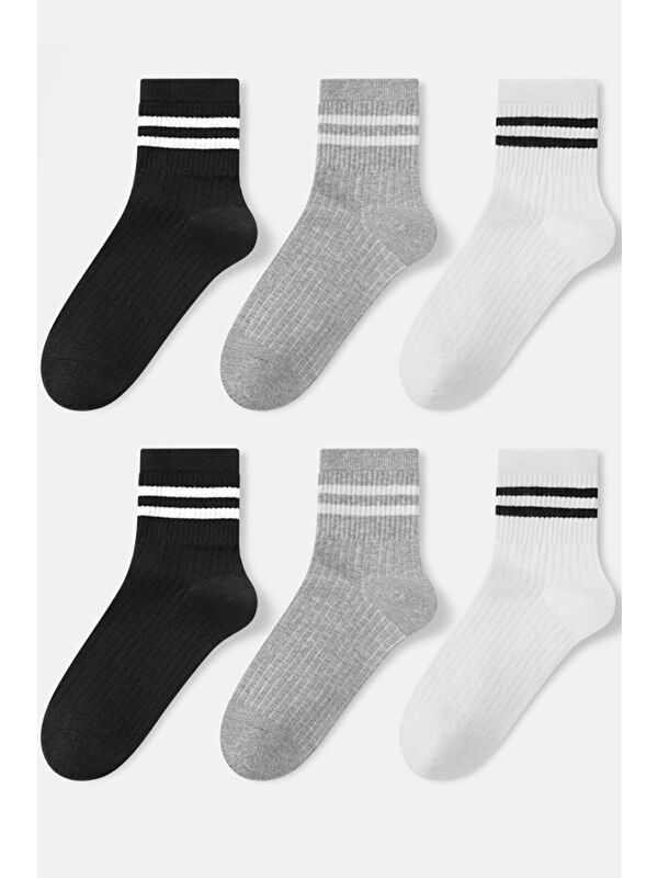 BGK Unisex 6'lı Çizgili Tenis Çorap