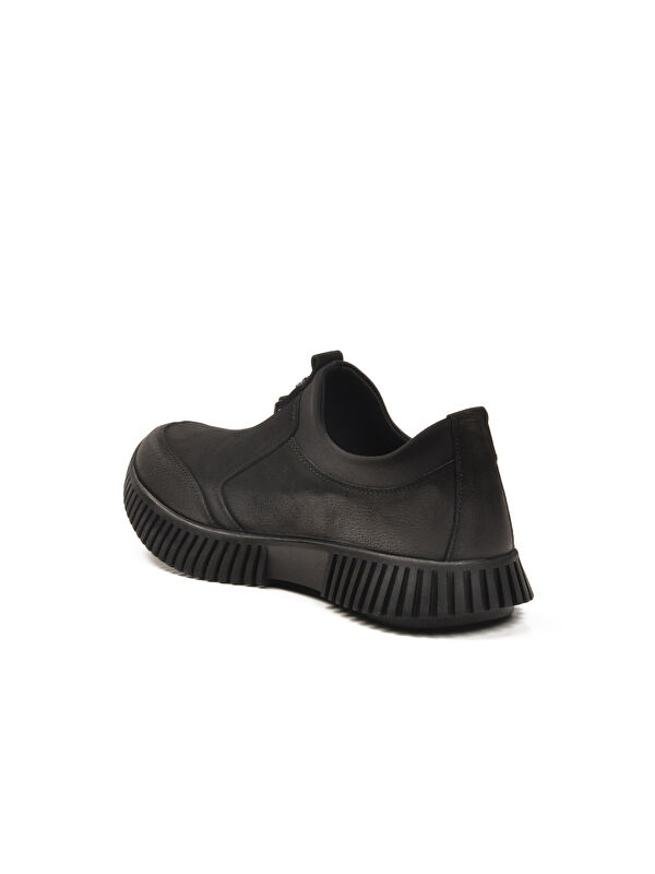 Siyah Nubuk Hakiki Deri Kaymaz Taban Kadın Casual Ayakkabı 25405007K Z - Görsel 5