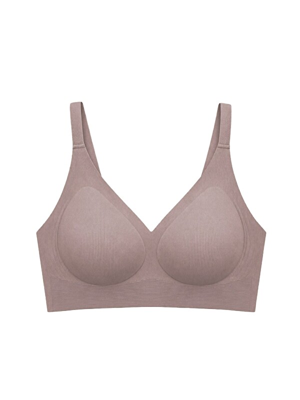 Cottonhill Seamless Bra - Velora | Kahverengi Lazer Kesim Balensiz Rib Dokulu Dikişsiz Kadın Sütyen