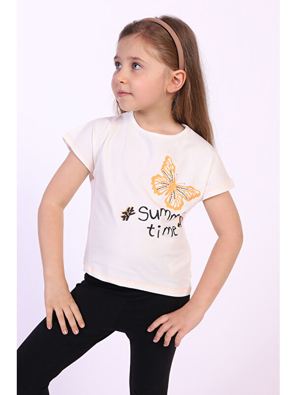 Toontoykids Kız Çocuk Summer Time Baskılı Tişört