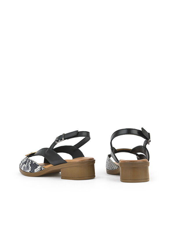 Kadın Hakiki Deri Topuklu Sandalet 1511032Z6020 Siyah - Görsel 4