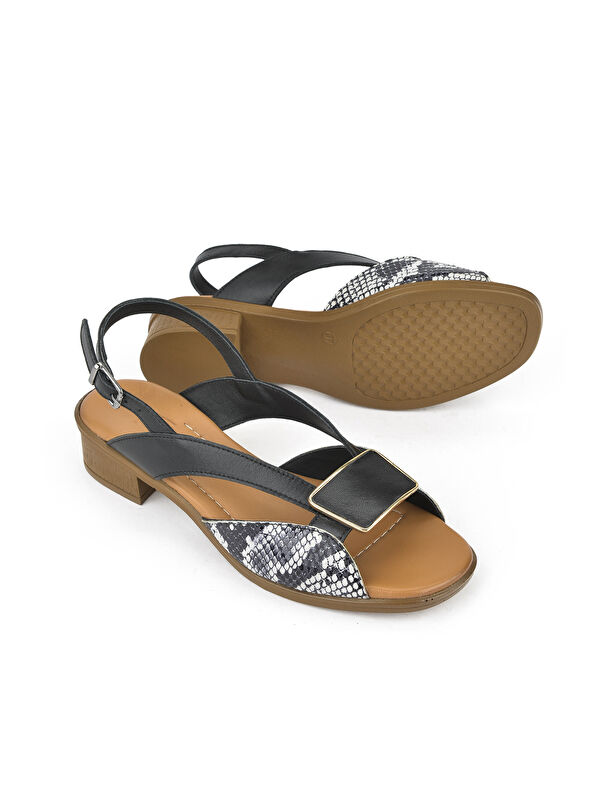 Kadın Hakiki Deri Topuklu Sandalet 1511032Z6020 Siyah - Görsel 5