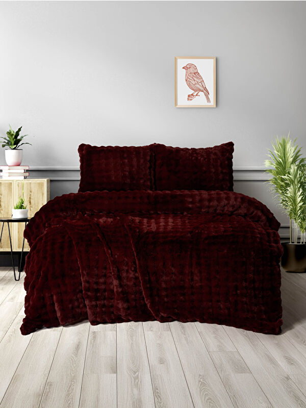 Merinos Dıamond 3 Parça Bubble Comforter Yorgan Seti 220x240 Bordo BORDO
