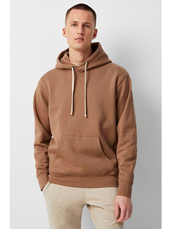 Süperlife Kapüşonlu Standart Kalıp İçi Polarlı 3 İplik Kalın Erkek Büyük Beden Hoodie spr25sw55