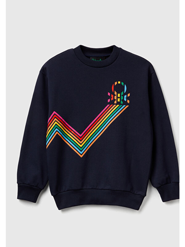 United Colors Of Benetton Erkek Çocuk %100 Pamuk Stranger Things Grafik Baskılı Bisiklet Yaka Sweatshirt