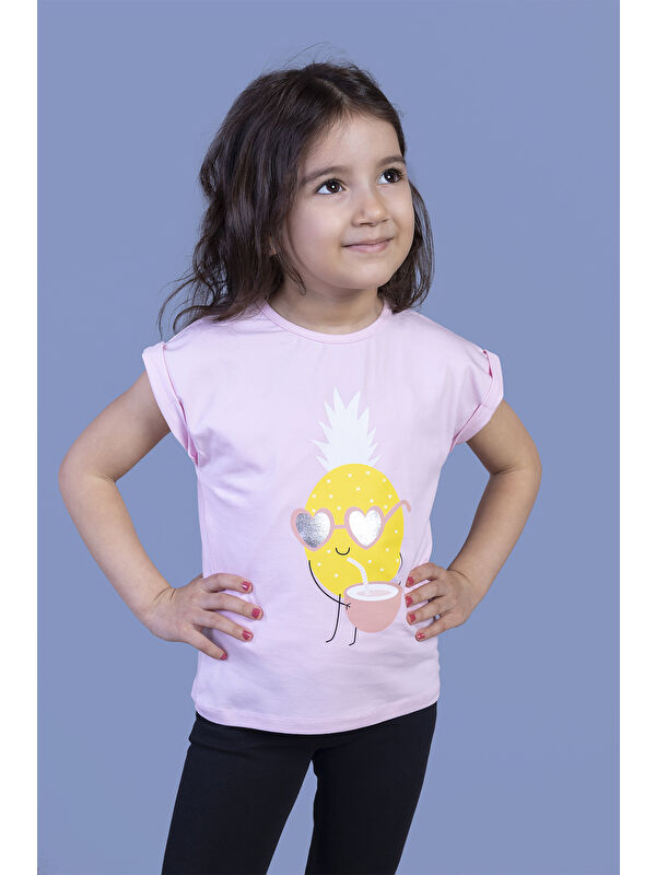 Toontoykids Kız Çocuk Ananas Baskılı Tişört