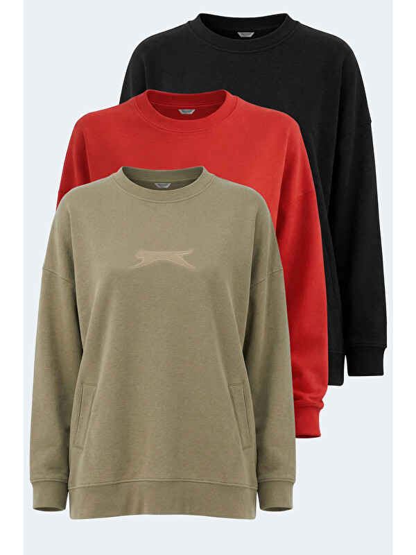 SLAZENGER VIKENTI SW 3 LÜ SET Kadın Cepli Oversıze Sweatshırt