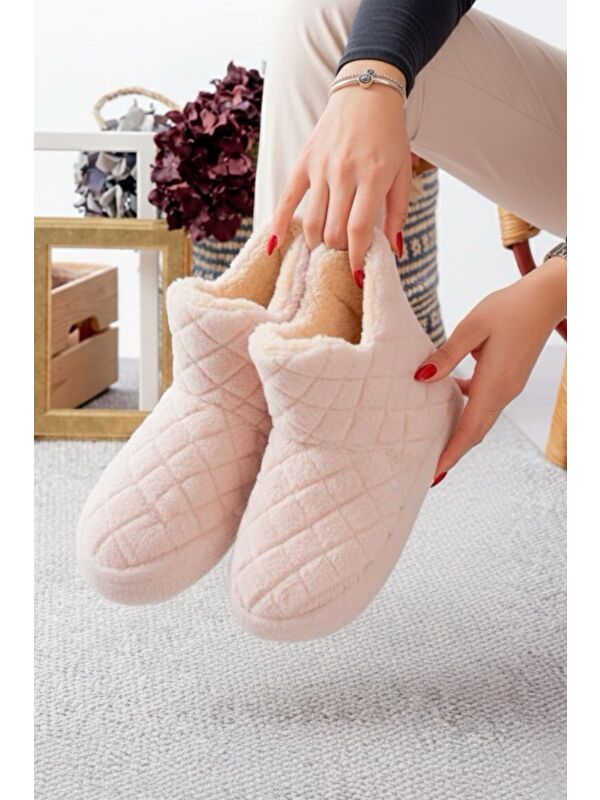 Ness Kadın Ev Botu Pelüş Ev Pandufu Ses Yapmaz Taban Sıcak Kürklü Panduf Ev Botu - Görsel 3