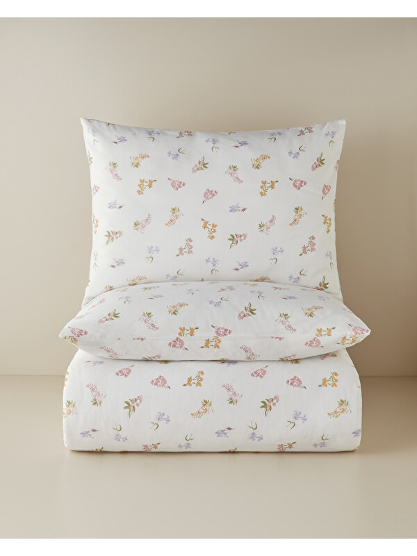 English Home Wisteria Kolay Ütülenir Çift Kişilik Nevresim Seti 200x220 cm Lila-Turuncu