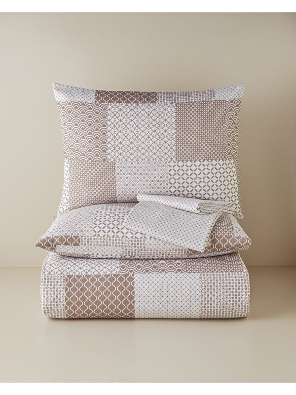 English Home Chain Patch Kolay Ütülenir Çift Kişilik Nevresim Takımı 200x220 cm Turuncu