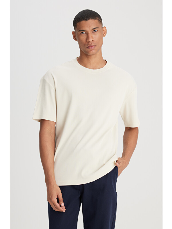 Lee Loose Fit Bisiklet Yaka Bej Tişört