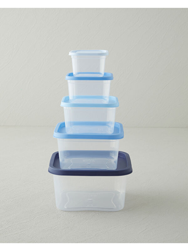 English Home Keep Me Plastik 5'li Saklama Kabı 160-300-500-885-1500 ml Mavi