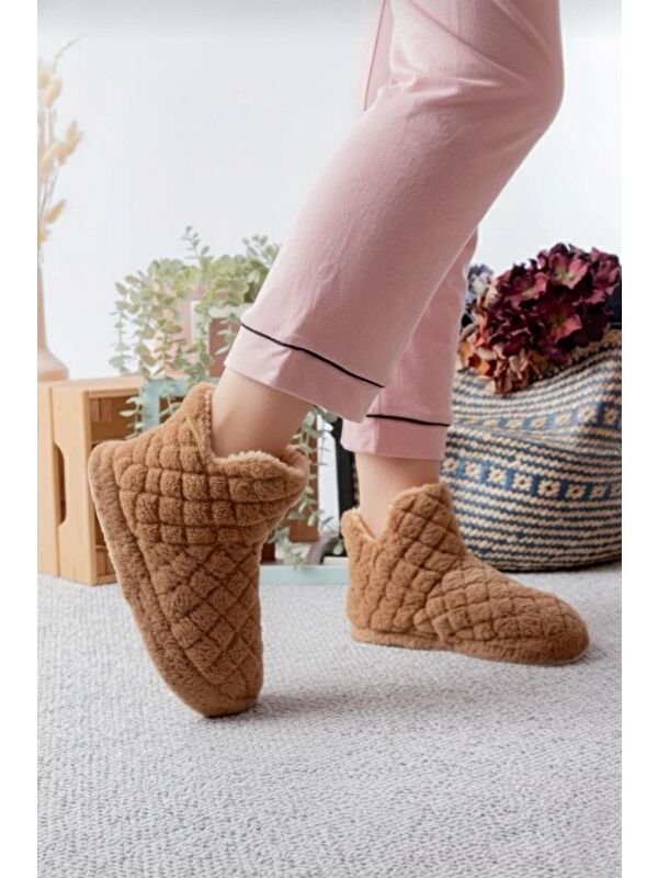 Ness Kadın Ev Botu Pelüş Ev Pandufu Ses Yapmaz Taban Sıcak Kürklü Panduf Ev Botu - Görsel 2