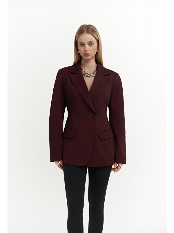 Mai Collection Briella Belden Oturtmalı Bordo Blazer