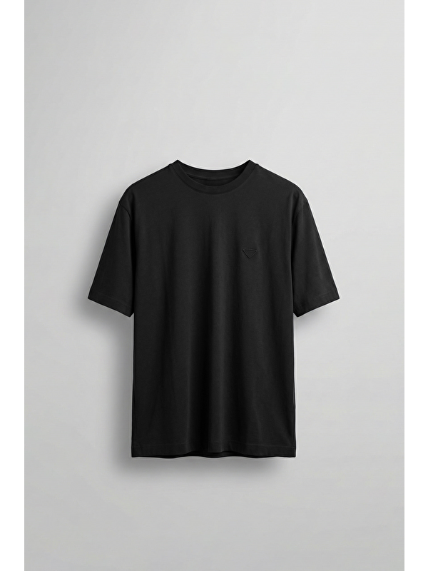 Abluka Online Erkek Relaxed Fit Yumuşak Dokulu Basic T-Shirt Siyah