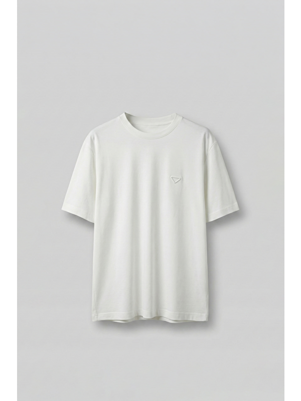 Abluka Online Erkek Relaxed Fit Yumuşak Dokulu Basic T-Shirt Ekru