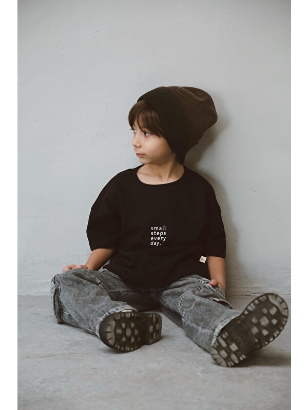 Oh La La Koala For Little Ones Siyah Bisiklet Yaka Oversize T-Shirt Bebek - Çocuk