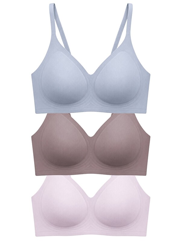 Cottonhill Seamless Bra - Aurea | Lazer Kesim Dikişsiz Kontur Detaylı Balensiz Kadın Sütyen 3'Lü Paket