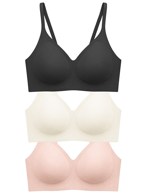 Cottonhill Seamless Bra - Aurea | Lazer Kesim Dikişsiz Kontur Detaylı Balensiz Kadın Sütyen 3'Lü Paket-2