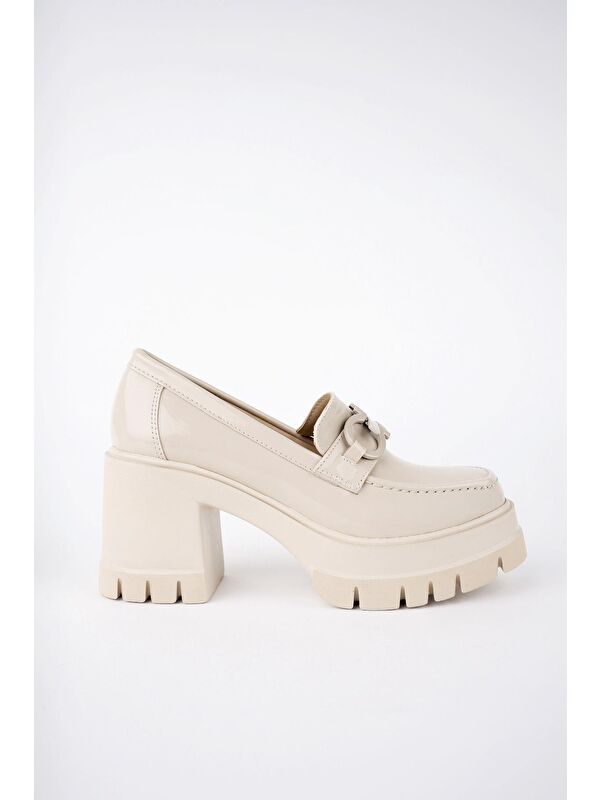 VALENCİA Kadın Kalın Topuklu Yuvarlak Burunlu Metal Tokalı Loafer Günlük Ayakkabı - Görsel 2